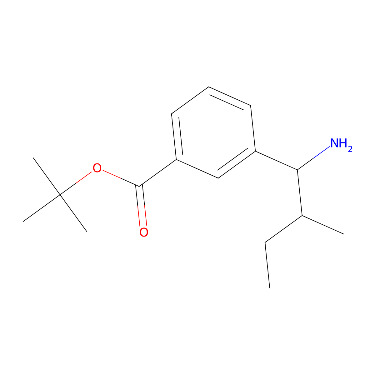 Tert-butyl 3-(1-amino-2-methylbutyl)benzoate molecular structure, CAS 2639410-10-7