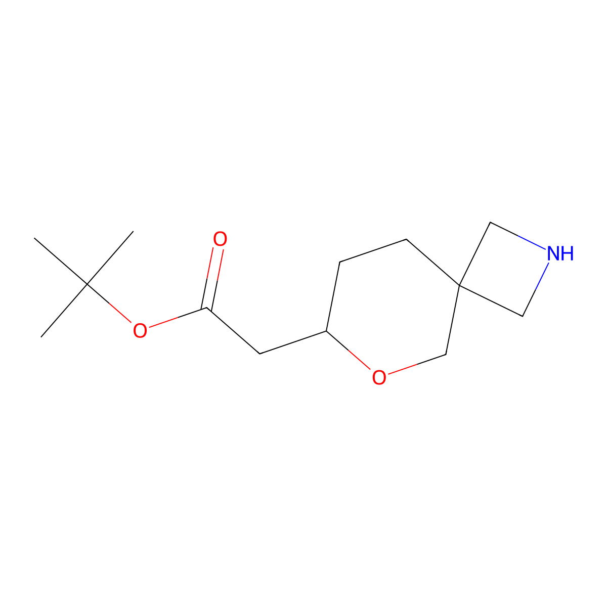 Tert-butyl 2-{6-oxa-2-azaspiro[3.5]nonan-7-yl}acetate molecular structure, CAS 2639410-16-3