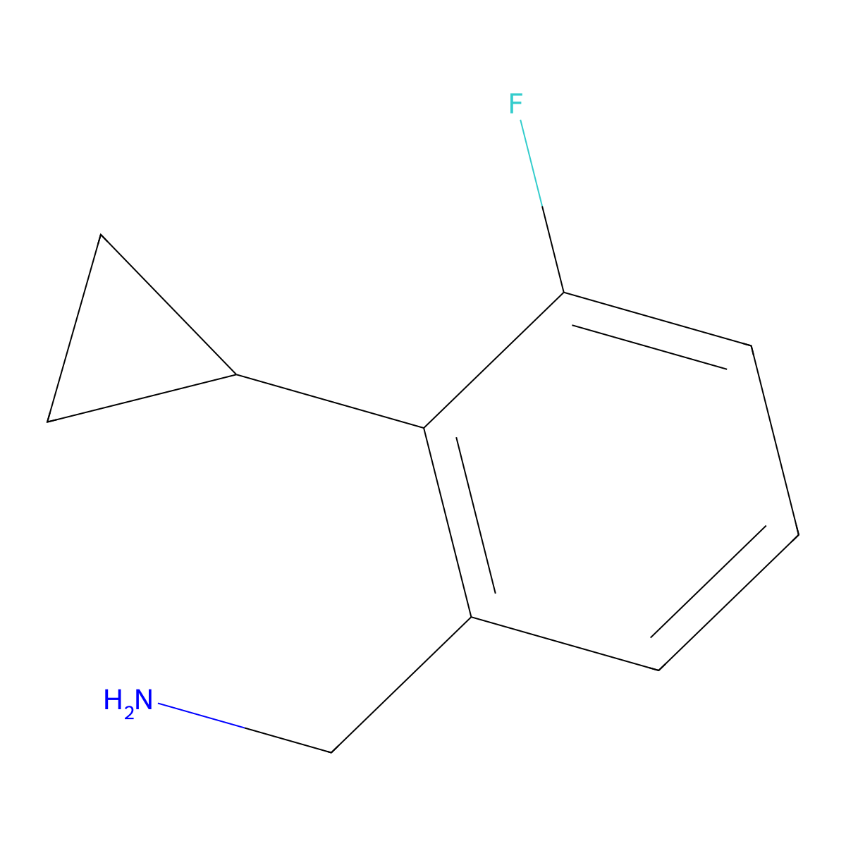1-(2-Cyclopropyl-3-fluorophenyl)methanamine molecular structure, CAS 2639410-20-9