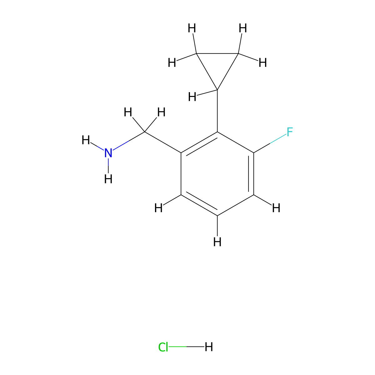 1-(2-Cyclopropyl-3-fluorophenyl)methanamine hydrochloride molecular structure, CAS 2639410-21-0