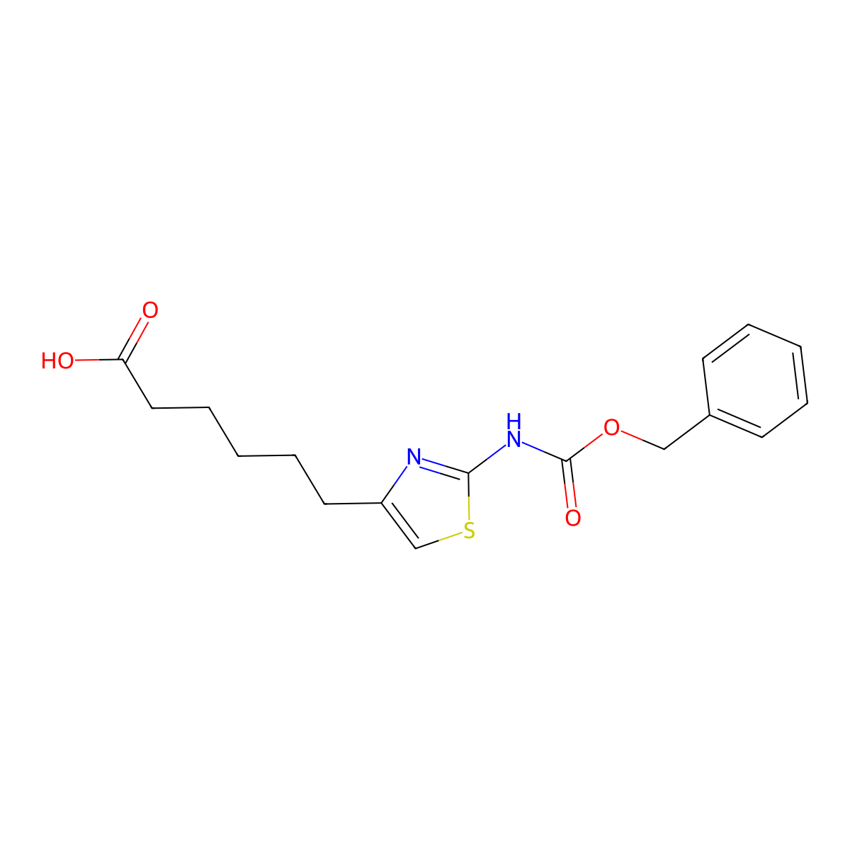 6-(2-{[(Benzyloxy)carbonyl]amino}-1,3-thiazol-4-yl)hexanoic acid molecular structure, CAS 2639410-31-2