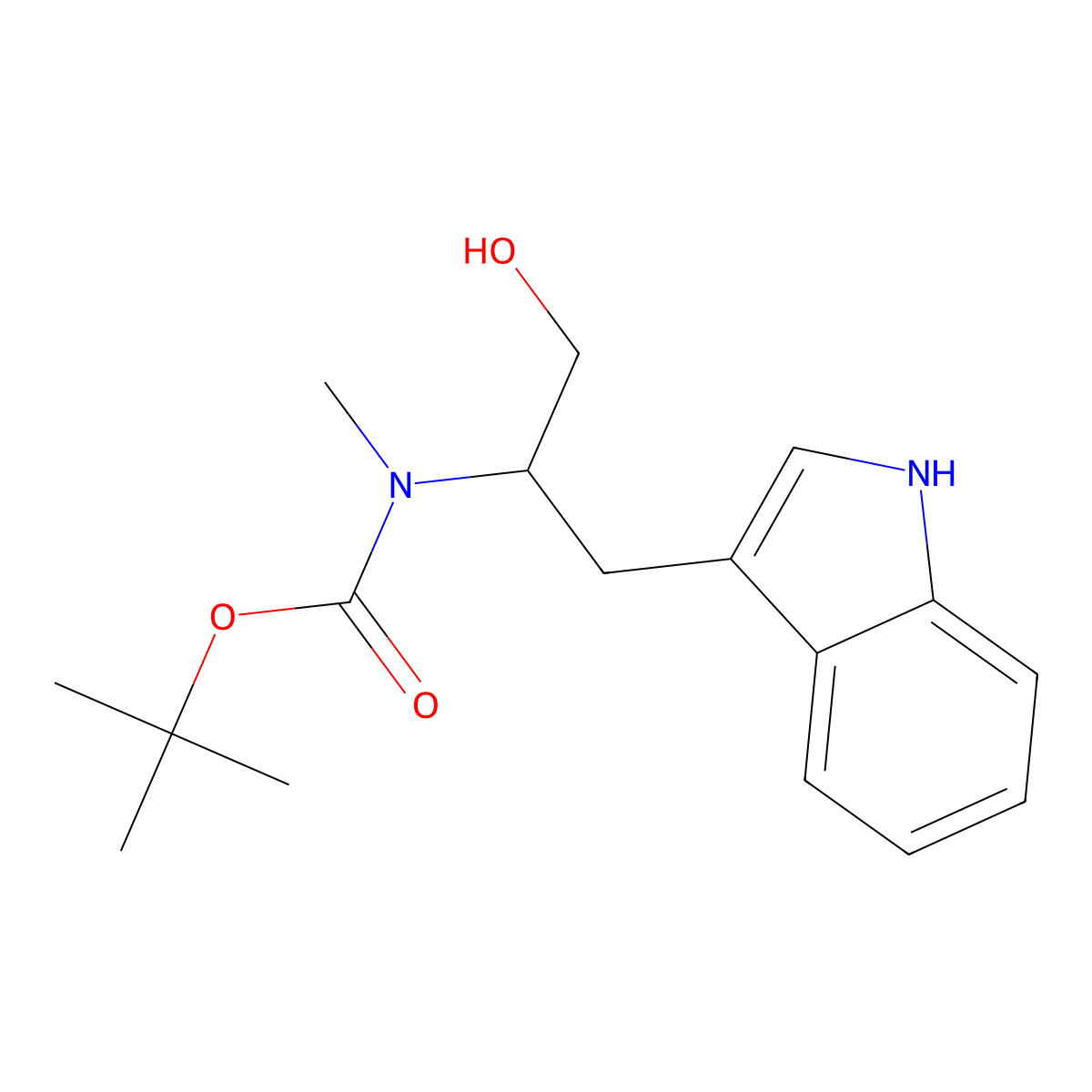 tert-butyl N-[1-hydroxy-3-(1H-indol-3-yl)propan-2-yl]-N-methylcarbamate molecular structure, CAS 2639410-35-6