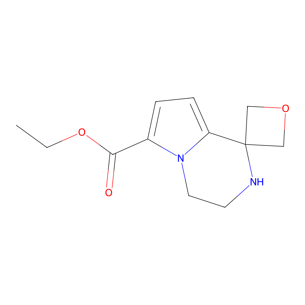 ethyl 3',4'-dihydro-2'H-spiro[oxetane-3,1'-pyrrolo[1,2-a]pyrazine]-6'-carboxylate molecular structure, CAS 2639410-44-7
