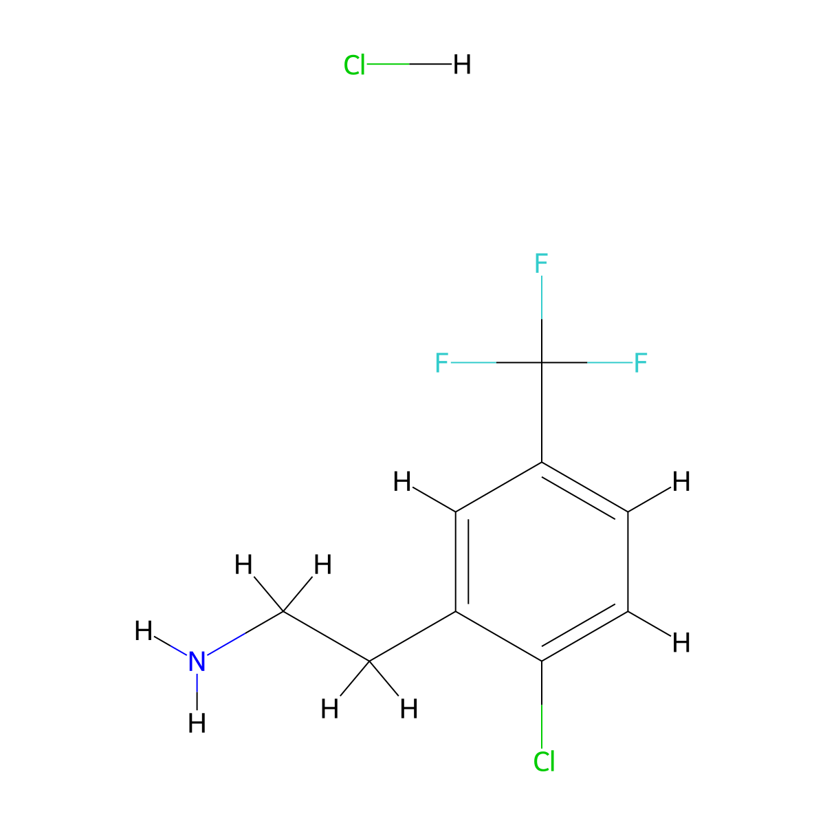 2-[2-Chloro-5-(trifluoromethyl)phenyl]ethan-1-amine hydrochloride molecular structure, CAS 2639410-46-9