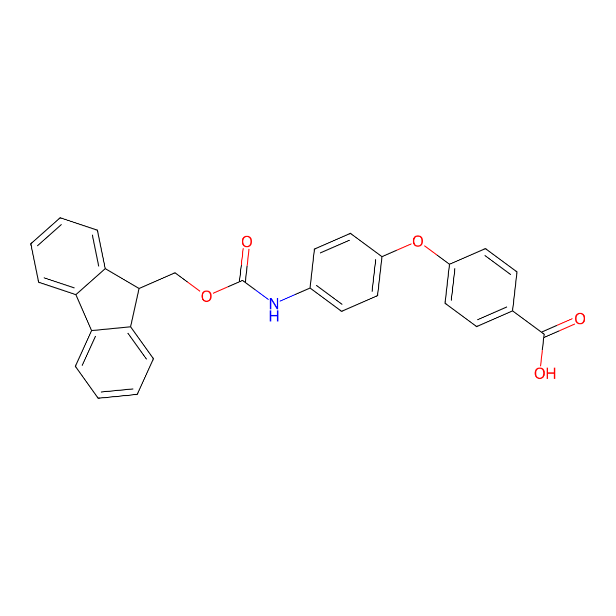 4-[4-({[(9H-fluoren-9-yl)methoxy]carbonyl}amino)phenoxy]benzoic acid molecular structure, CAS 2639410-48-1