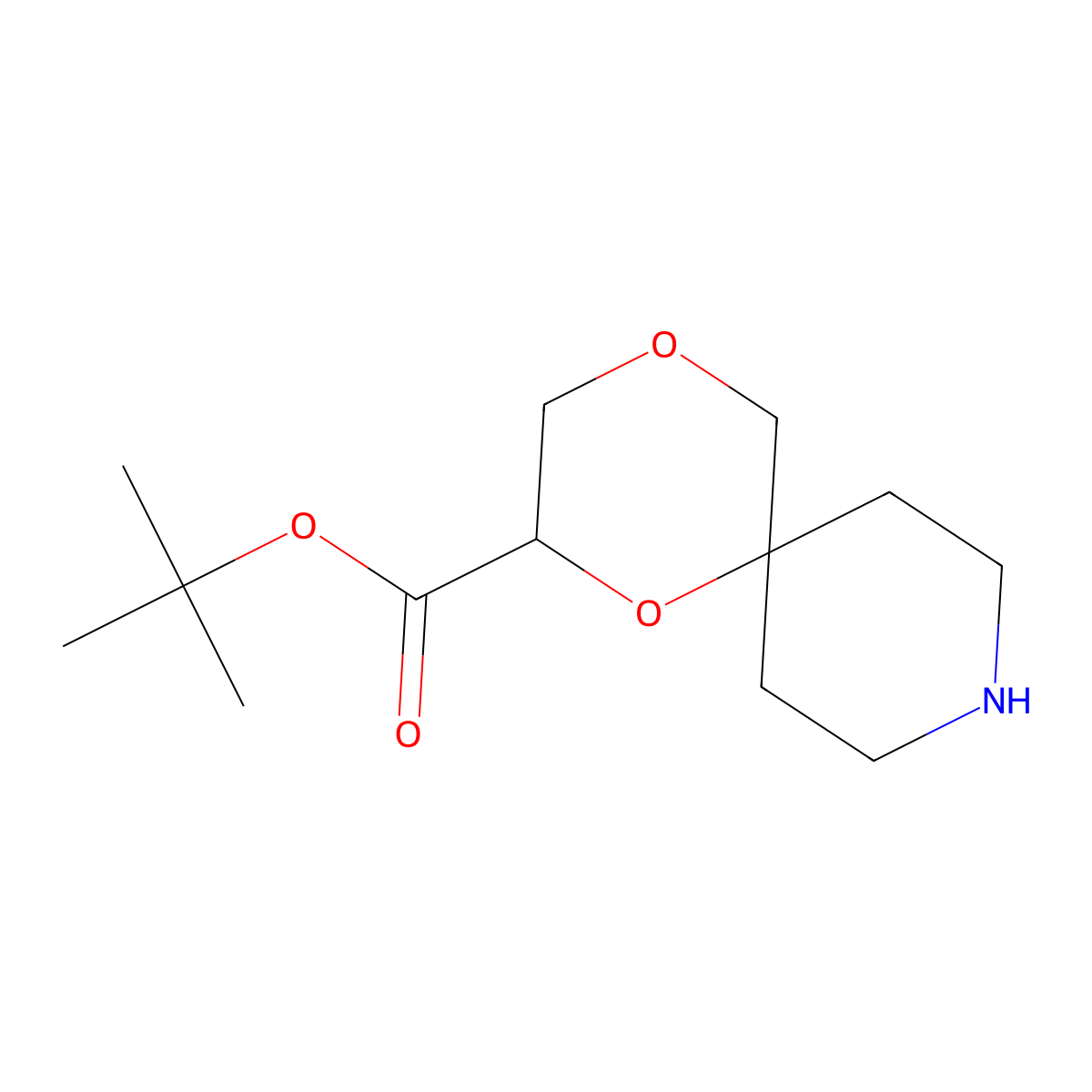 Tert-butyl 1,4-dioxa-9-azaspiro[5.5]undecane-2-carboxylate molecular structure, CAS 2639410-51-6
