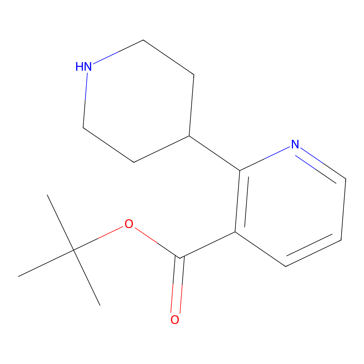 Tert-butyl 2-(piperidin-4-yl)pyridine-3-carboxylate molecular structure, CAS 2639410-53-8