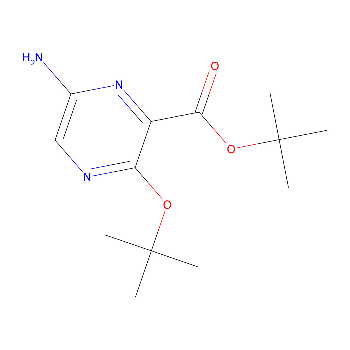 Tert-butyl 6-amino-3-(tert-butoxy)pyrazine-2-carboxylate molecular structure, CAS 2639410-54-9