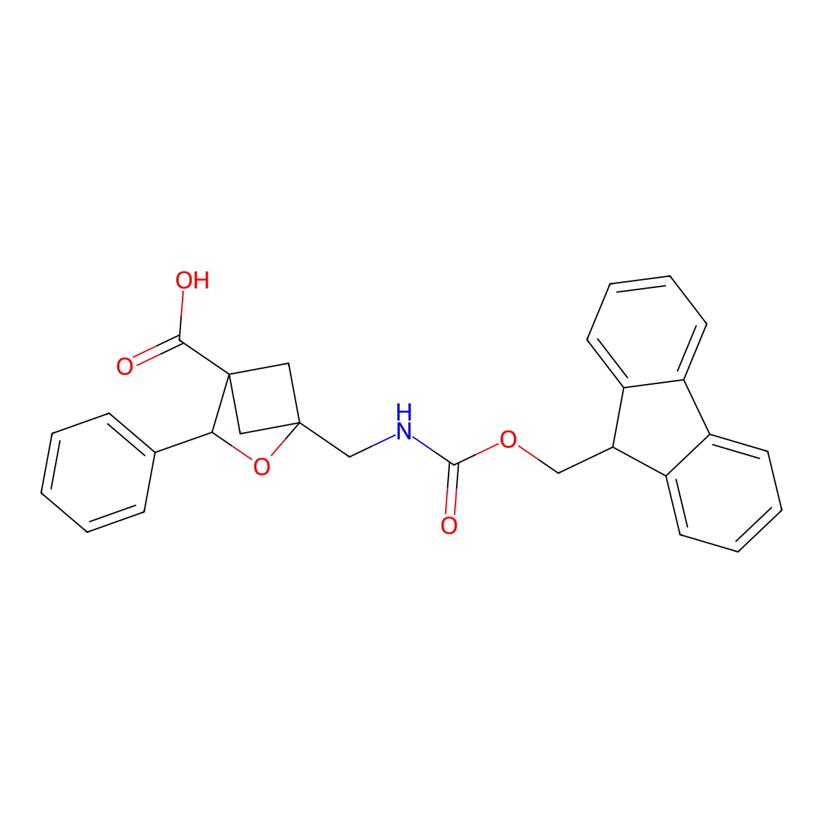 1-[({[(9H-fluoren-9-yl)methoxy]carbonyl}amino)methyl]-3-phenyl-2-oxabicyclo[2.1.1]hexane-4-carboxylic acid molecular structure, CAS 2639410-55-0