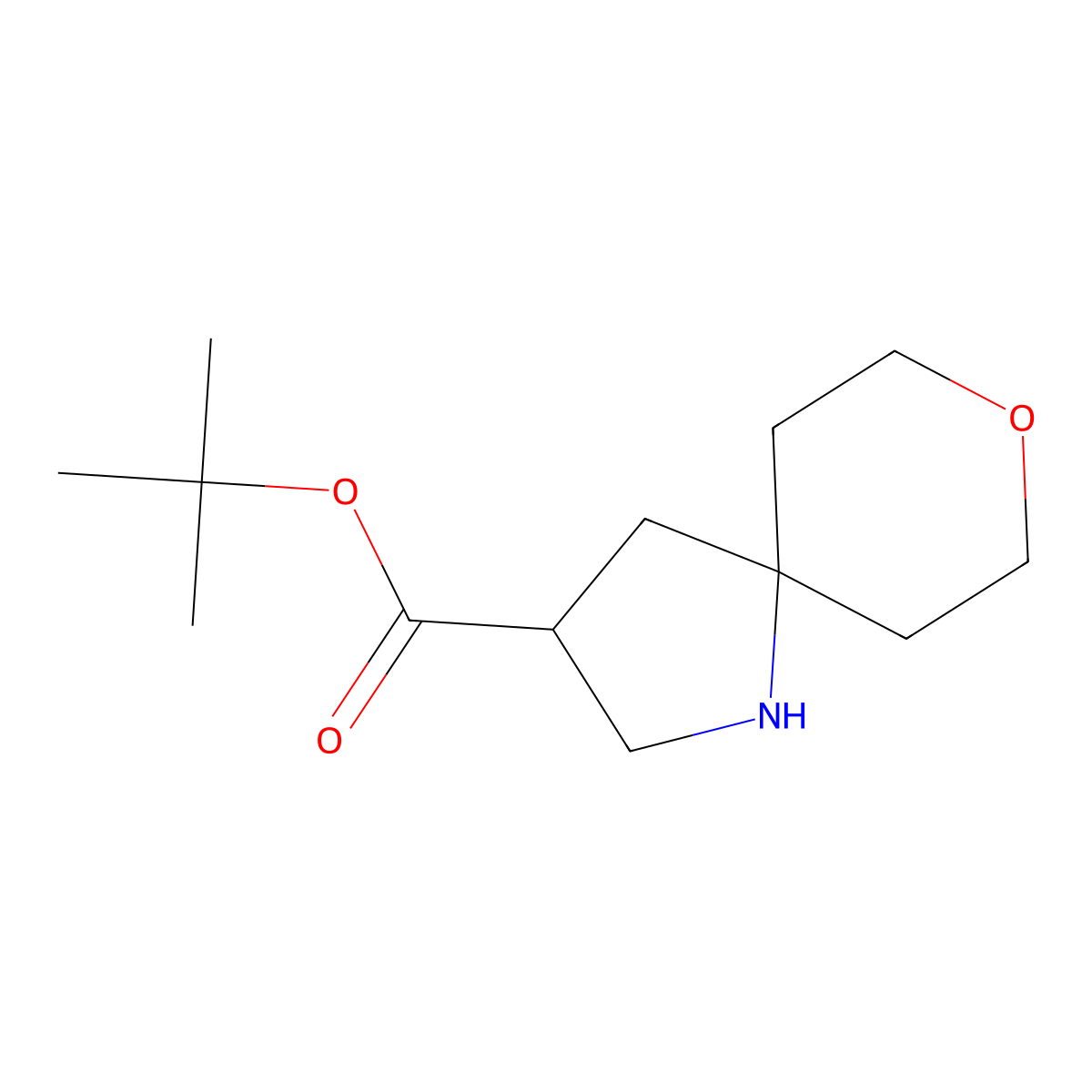 Tert-butyl 8-oxa-1-azaspiro[4.5]decane-3-carboxylate molecular structure, CAS 2639410-61-8