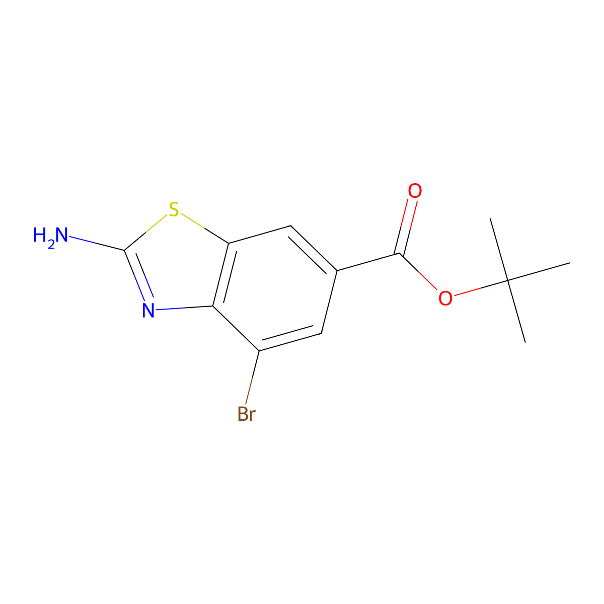 Tert-butyl 2-amino-4-bromo-1,3-benzothiazole-6-carboxylate molecular structure, CAS 2639410-64-1