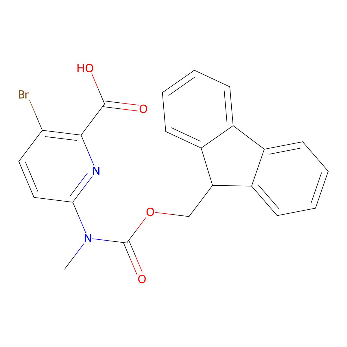 3-bromo-6-({[(9H-fluoren-9-yl)methoxy]carbonyl}(methyl)amino)pyridine-2-carboxylic acid molecular structure, CAS 2639410-66-3