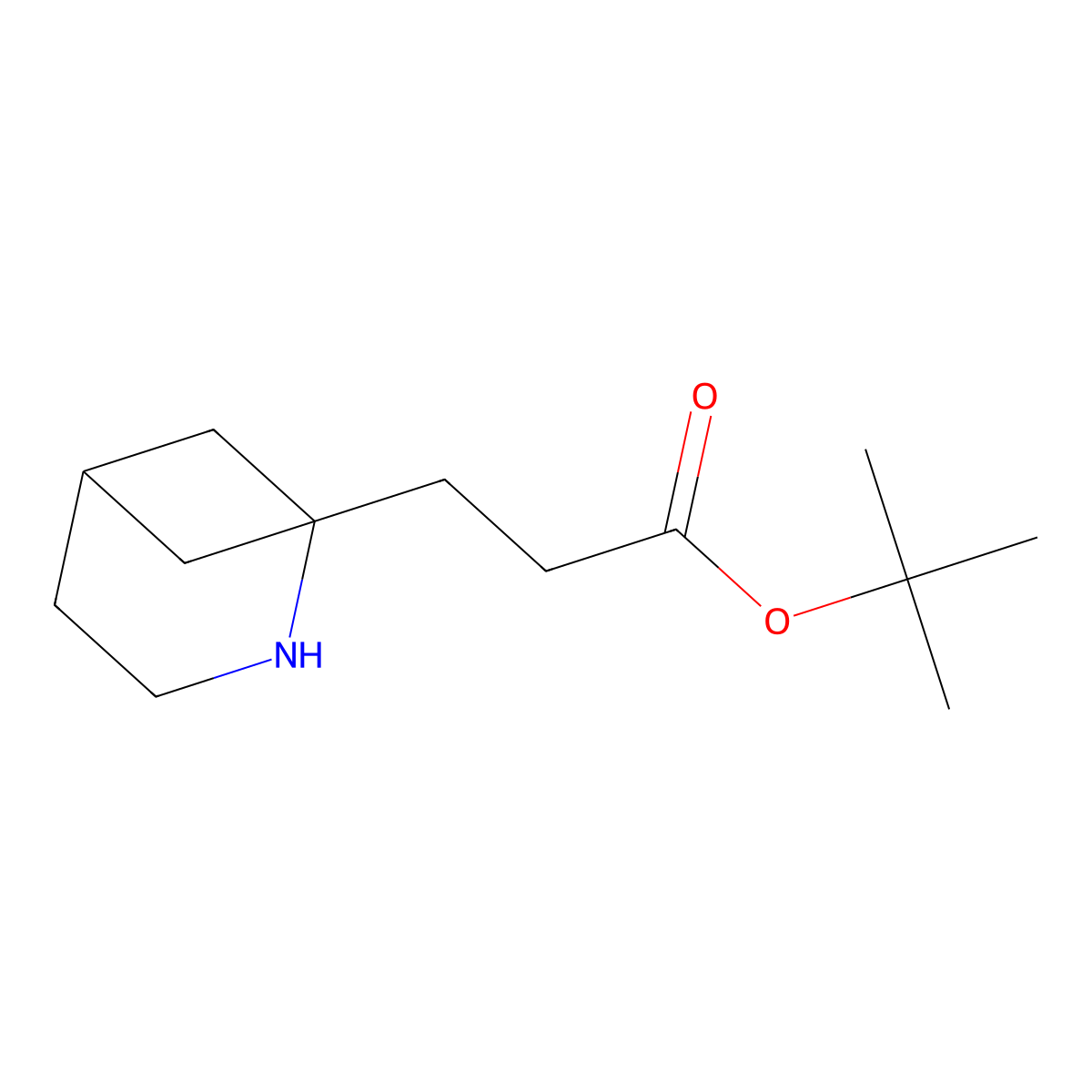 Tert-butyl 3-{2-azabicyclo[3.1.1]heptan-1-yl}propanoate molecular structure, CAS 2639410-68-5