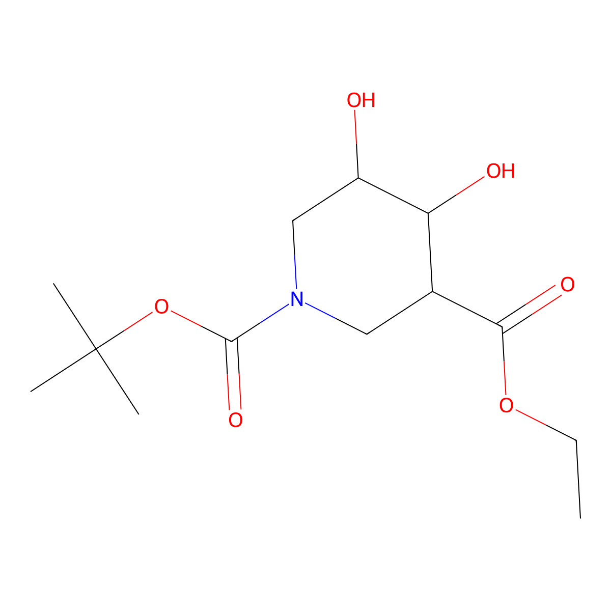 1-Tert-butyl 3-ethyl 4,5-dihydroxypiperidine-1,3-dicarboxylate molecular structure, CAS 2639410-77-6