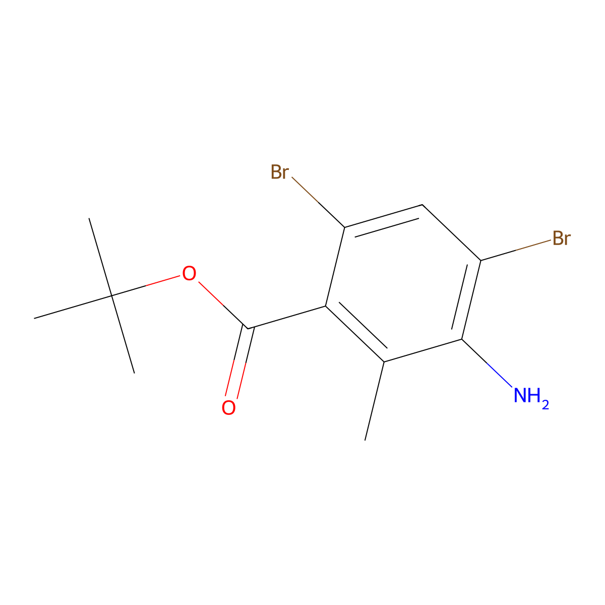 Tert-butyl 3-amino-4,6-dibromo-2-methylbenzoate molecular structure, CAS 2639410-81-2