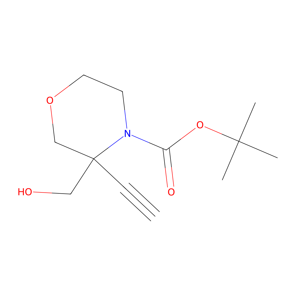 Tert-butyl 3-ethynyl-3-(hydroxymethyl)morpholine-4-carboxylate molecular structure, CAS 2639410-87-8