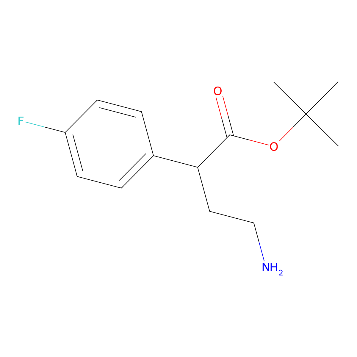 Tert-butyl 4-amino-2-(4-fluorophenyl)butanoate molecular structure, CAS 2639410-90-3