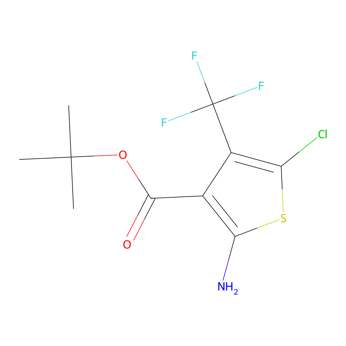 Tert-butyl 2-amino-5-chloro-4-(trifluoromethyl)thiophene-3-carboxylate molecular structure, CAS 2639411-12-2
