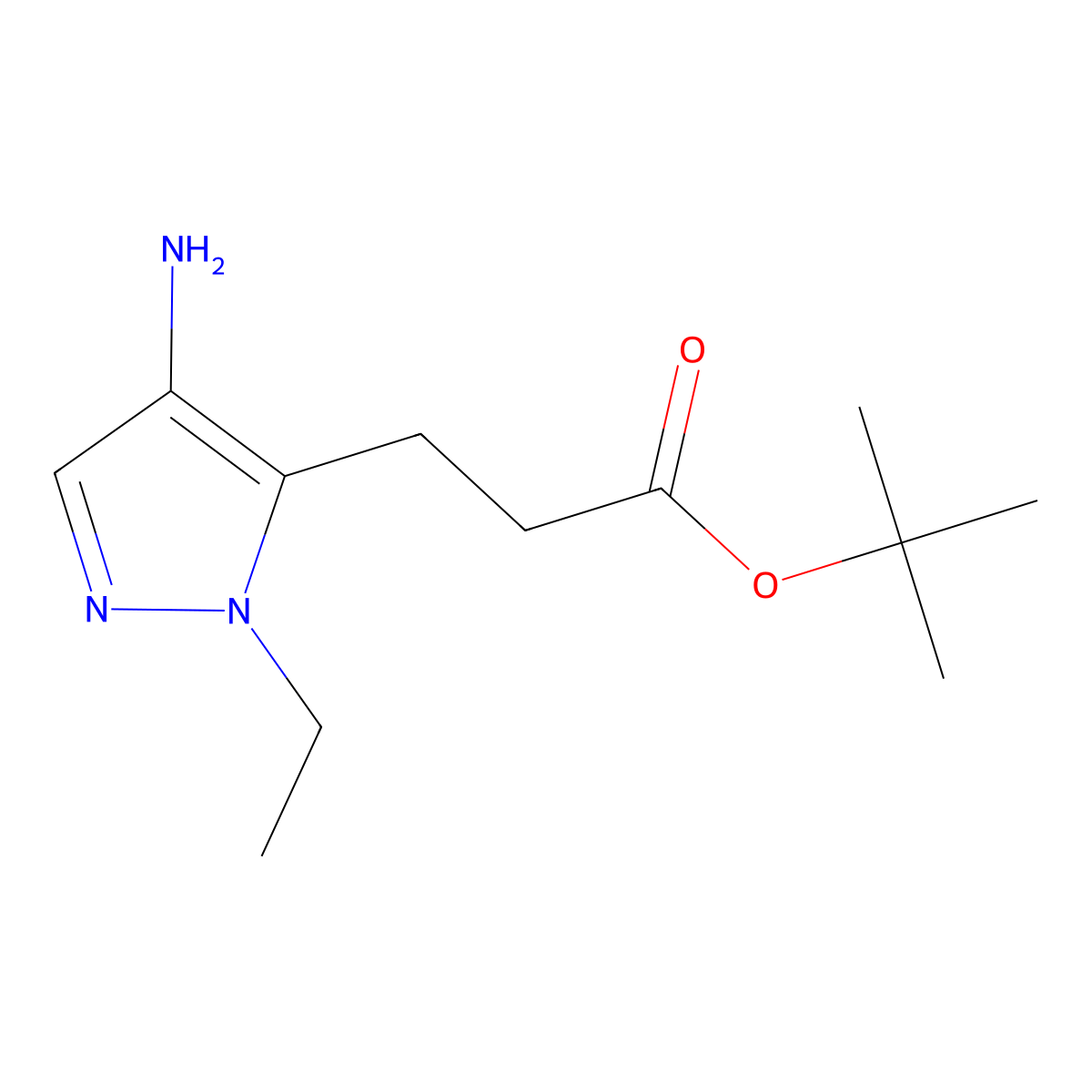 tert-butyl 3-(4-amino-1-ethyl-1H-pyrazol-5-yl)propanoate molecular structure, CAS 2639411-13-3