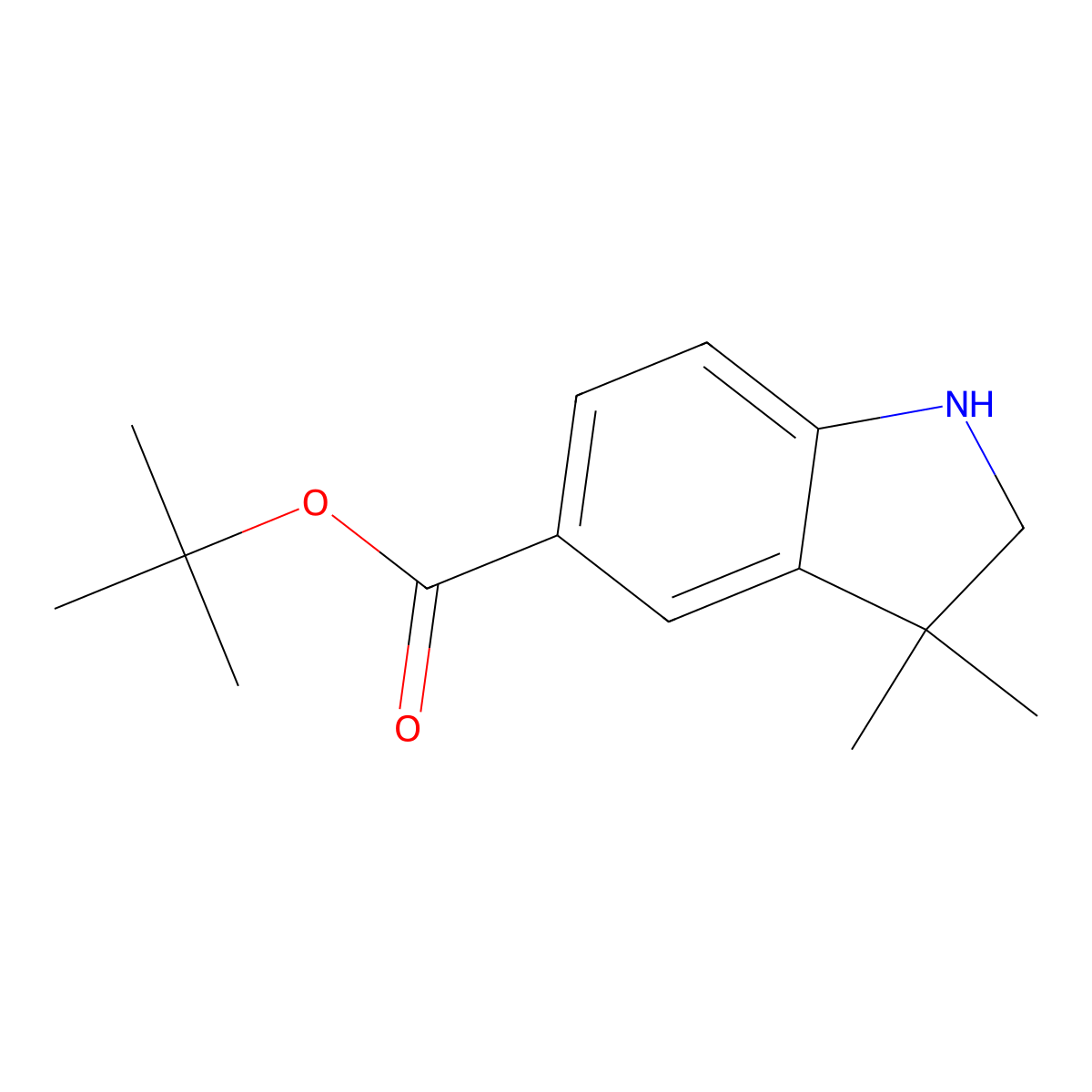 tert-butyl 3,3-dimethyl-2,3-dihydro-1H-indole-5-carboxylate molecular structure, CAS 2639411-14-4