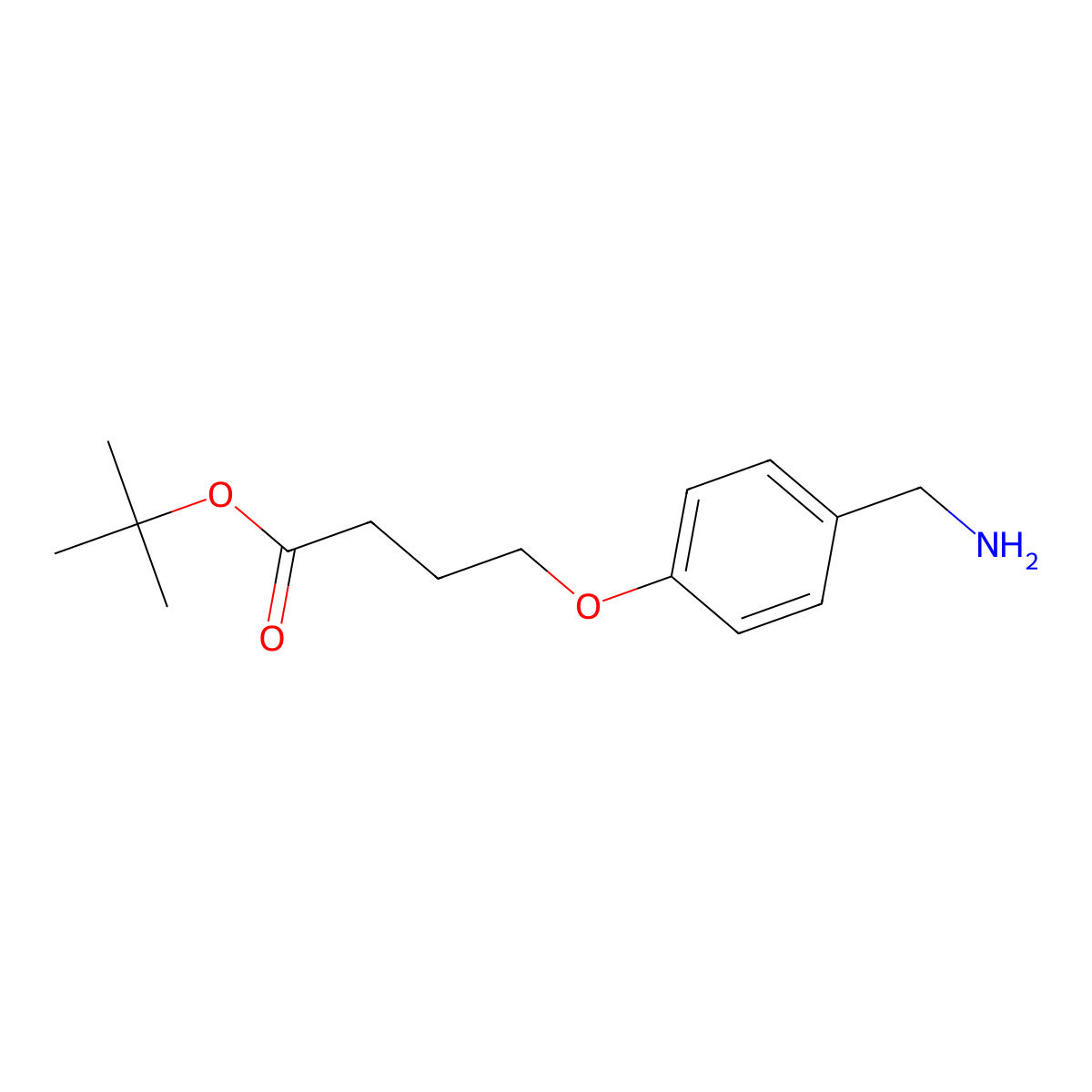 Tert-butyl 4-[4-(aminomethyl)phenoxy]butanoate molecular structure, CAS 2639411-16-6