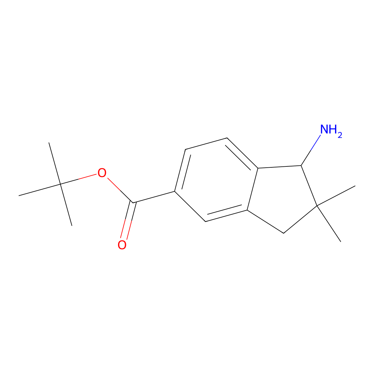 tert-butyl 1-amino-2,2-dimethyl-2,3-dihydro-1H-indene-5-carboxylate molecular structure, CAS 2639411-19-9