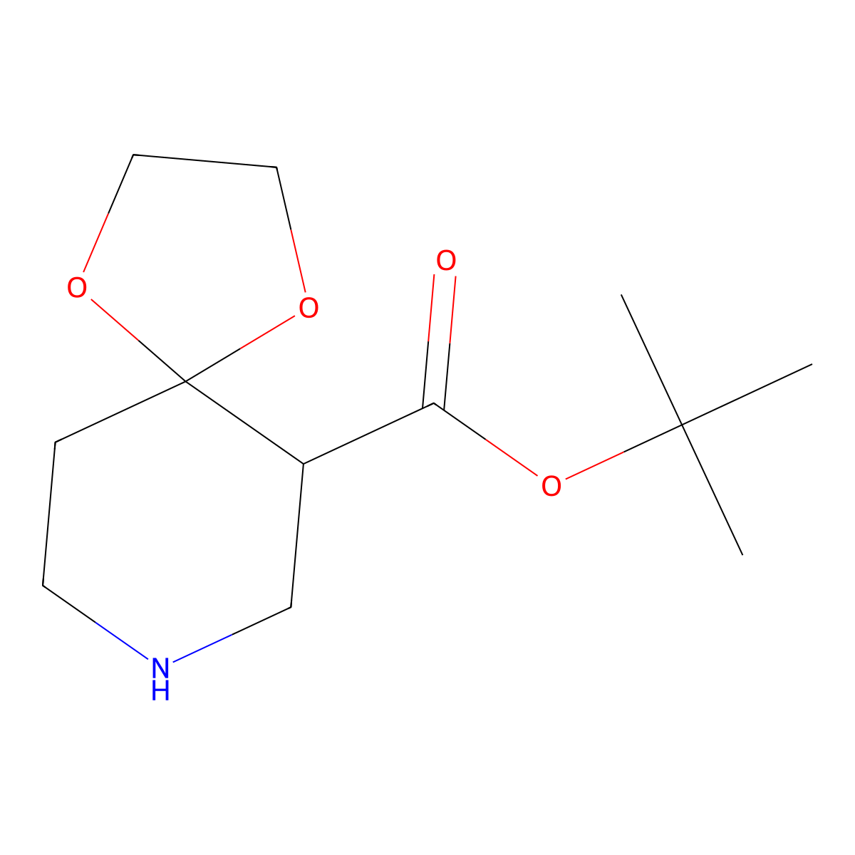 Tert-butyl 1,4-dioxa-8-azaspiro[4.5]decane-6-carboxylate molecular structure, CAS 2639411-31-5
