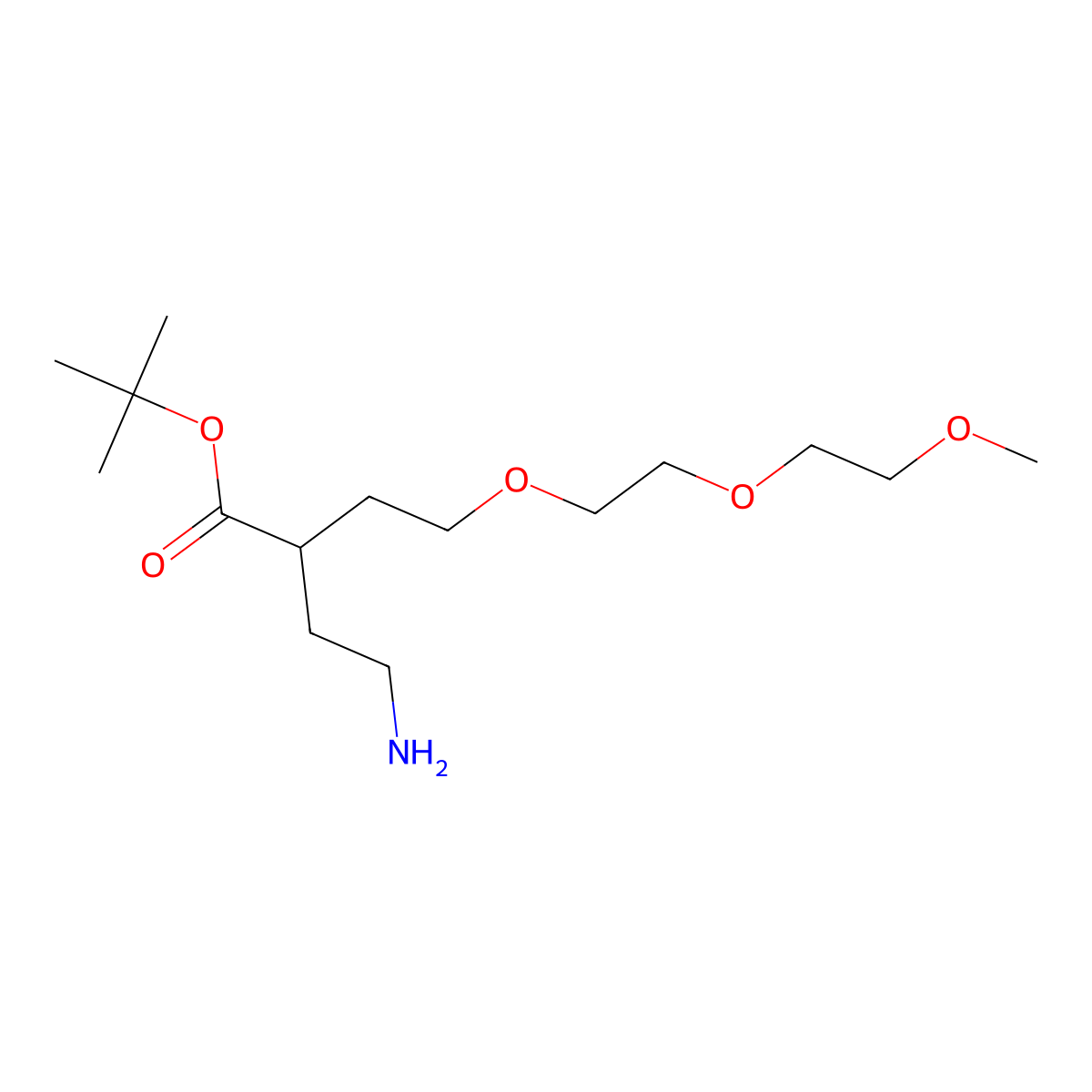 Tert-butyl 4-amino-2-{2-[2-(2-methoxyethoxy)ethoxy]ethyl}butanoate molecular structure, CAS 2639411-35-9