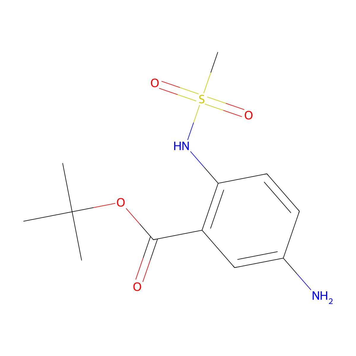 Tert-butyl 5-amino-2-methanesulfonamidobenzoate molecular structure, CAS 2639411-37-1