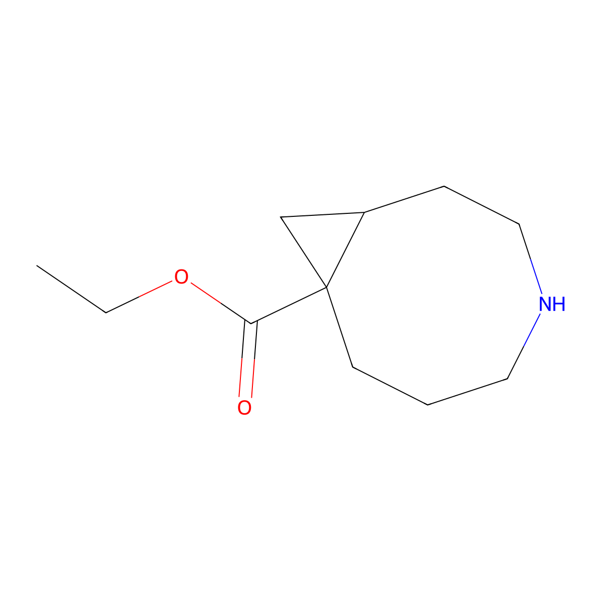 Ethyl 4-azabicyclo[6.1.0]nonane-8-carboxylate molecular structure, CAS 2639411-41-7