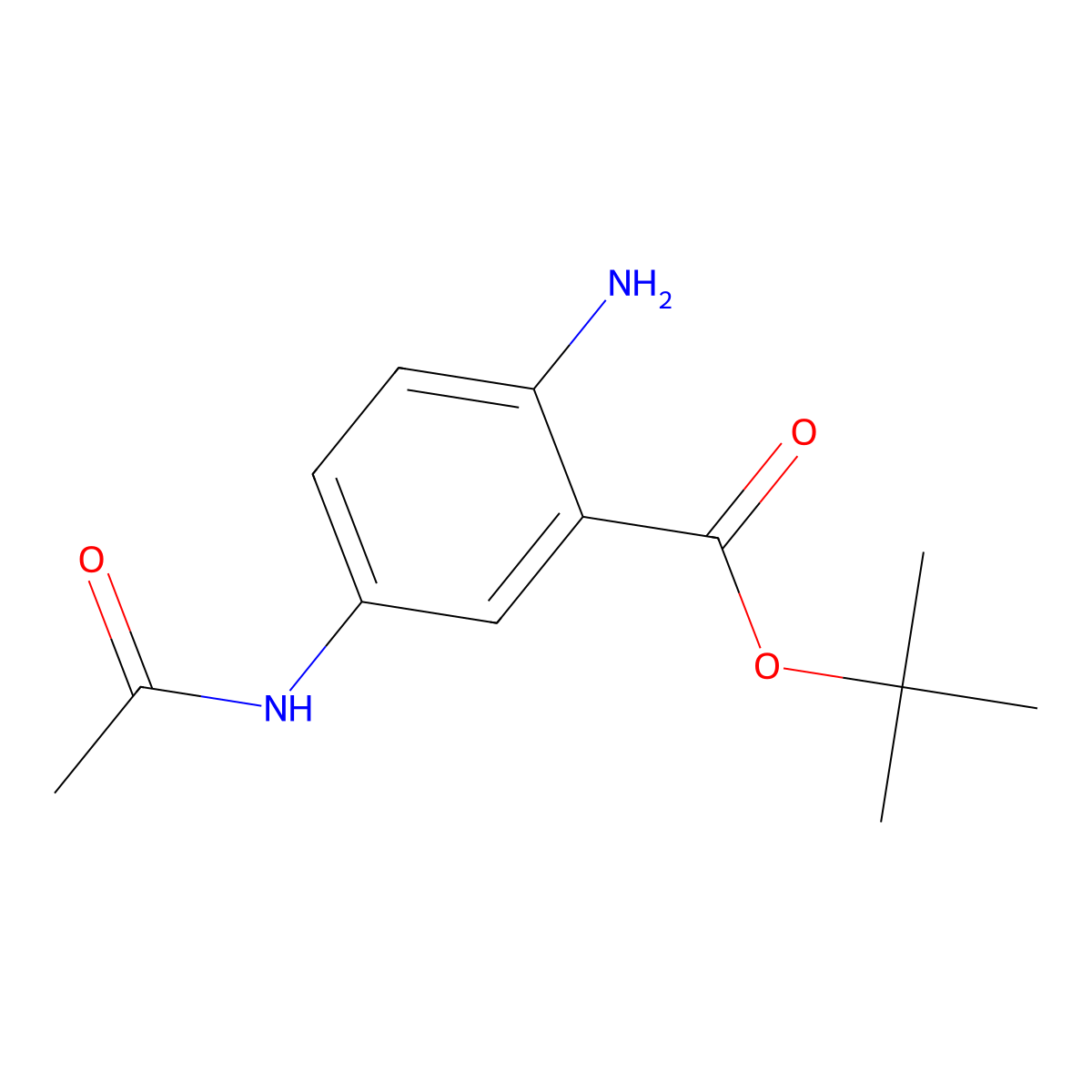 Tert-butyl 2-amino-5-acetamidobenzoate molecular structure, CAS 2639411-53-1