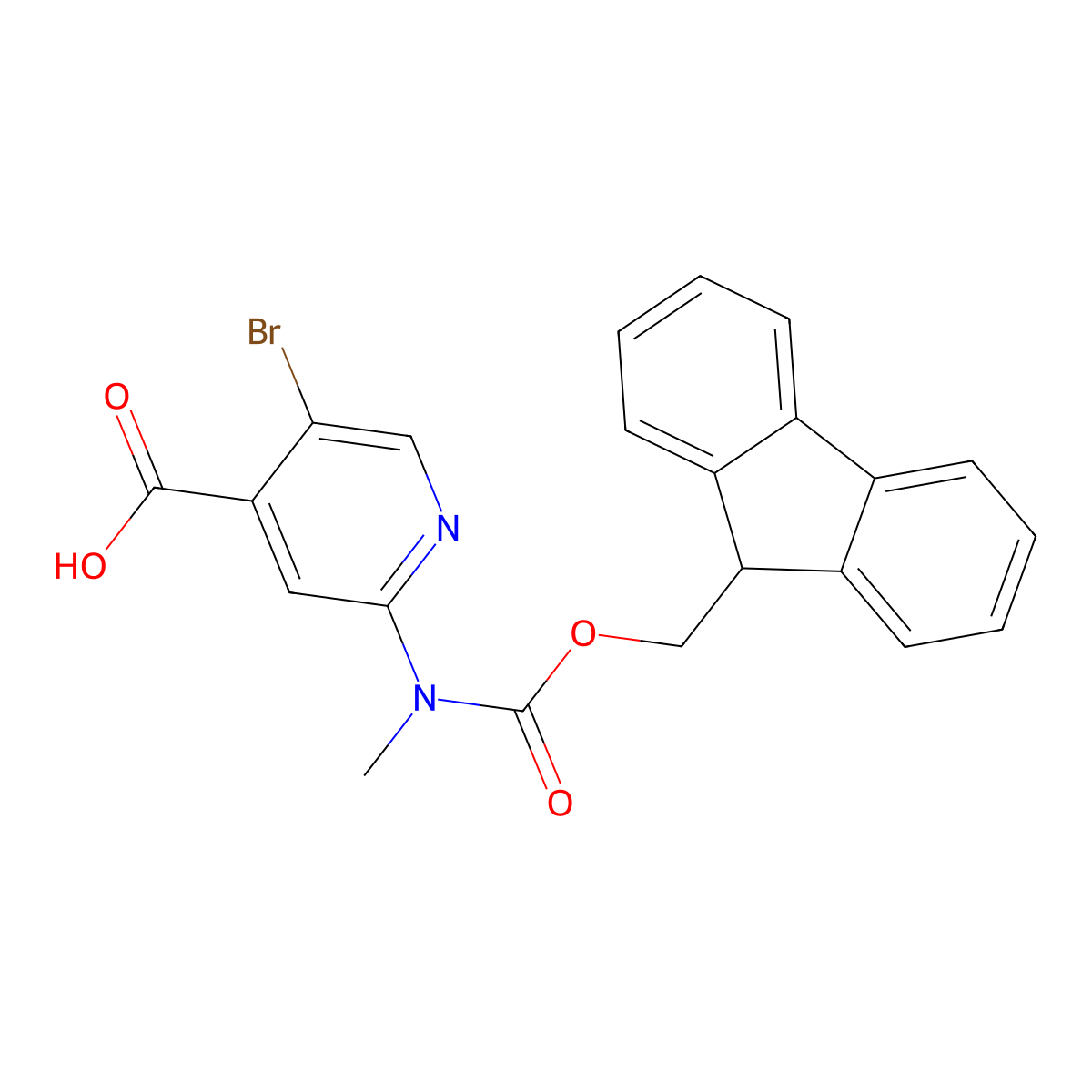 5-bromo-2-({[(9H-fluoren-9-yl)methoxy]carbonyl}(methyl)amino)pyridine-4-carboxylic acid molecular structure, CAS 2639411-60-0