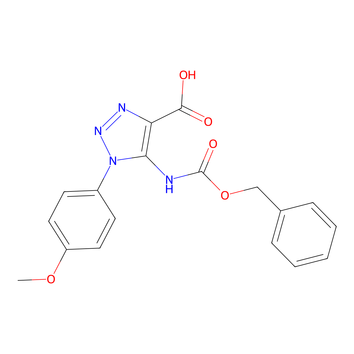 5-{[(benzyloxy)carbonyl]amino}-1-(4-methoxyphenyl)-1H-1,2,3-triazole-4-carboxylic acid molecular structure, CAS 2639411-73-5