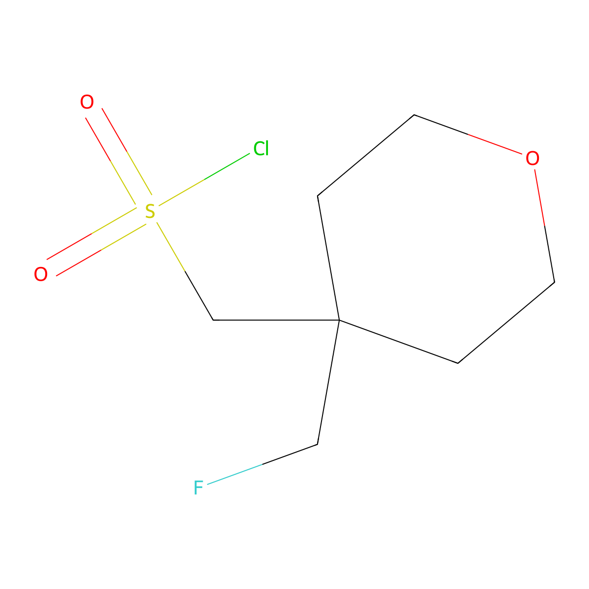 (4-(Fluoromethyl)oxan-4-yl)methanesulfonyl chloride molecular structure, CAS 2639411-74-6