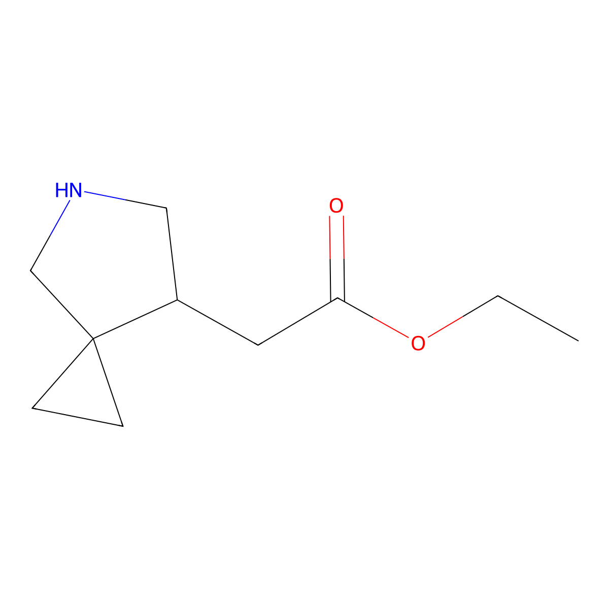 Ethyl 2-{5-azaspiro[2.4]heptan-7-yl}acetate molecular structure, CAS 2639411-75-7