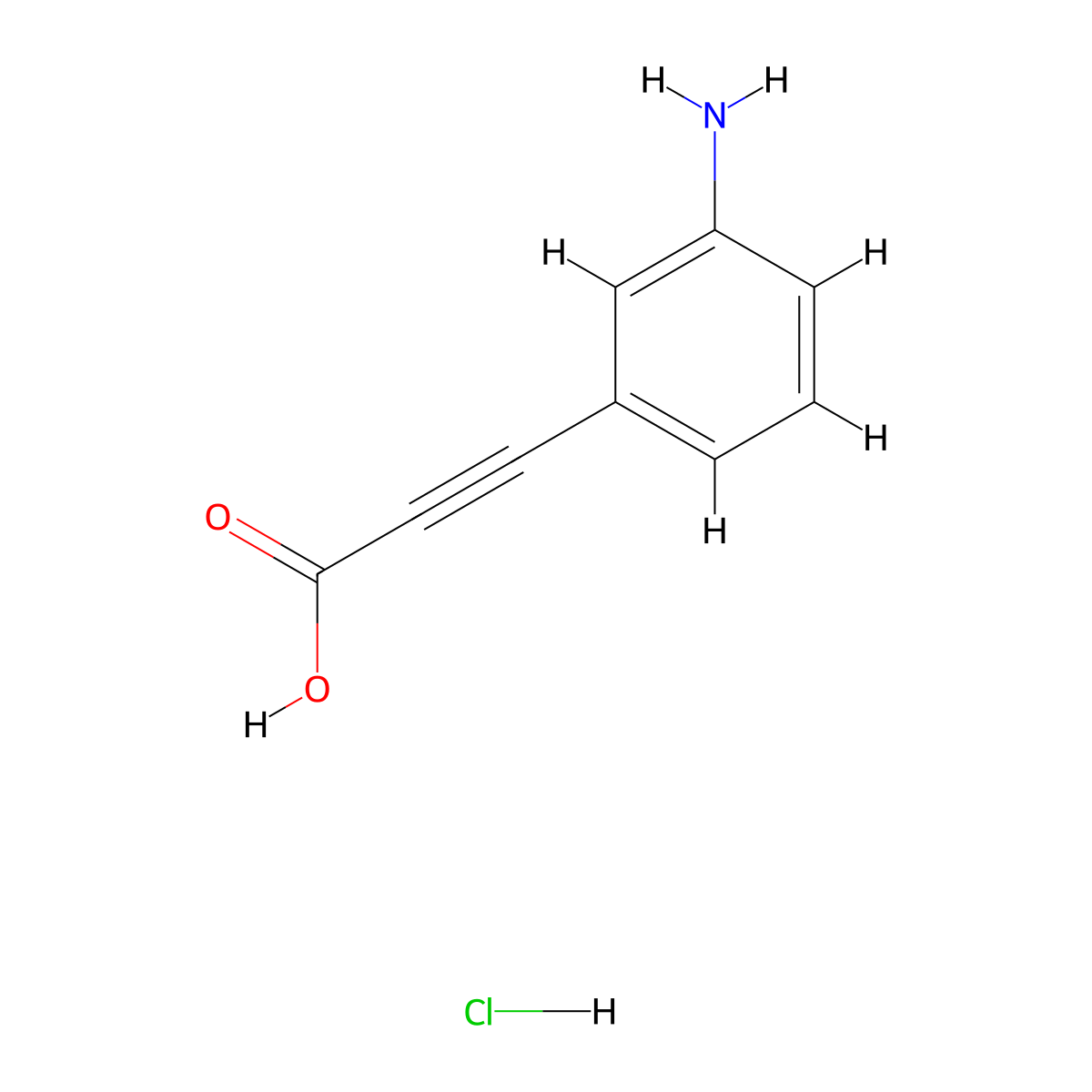 3-(3-Aminophenyl)prop-2-ynoic acid hydrochloride molecular structure, CAS 2639411-76-8