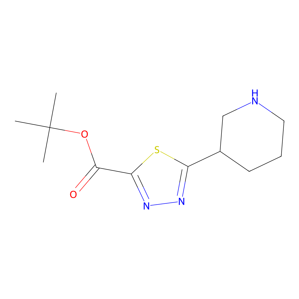 Tert-butyl 5-(piperidin-3-yl)-1,3,4-thiadiazole-2-carboxylate molecular structure, CAS 2639411-81-5