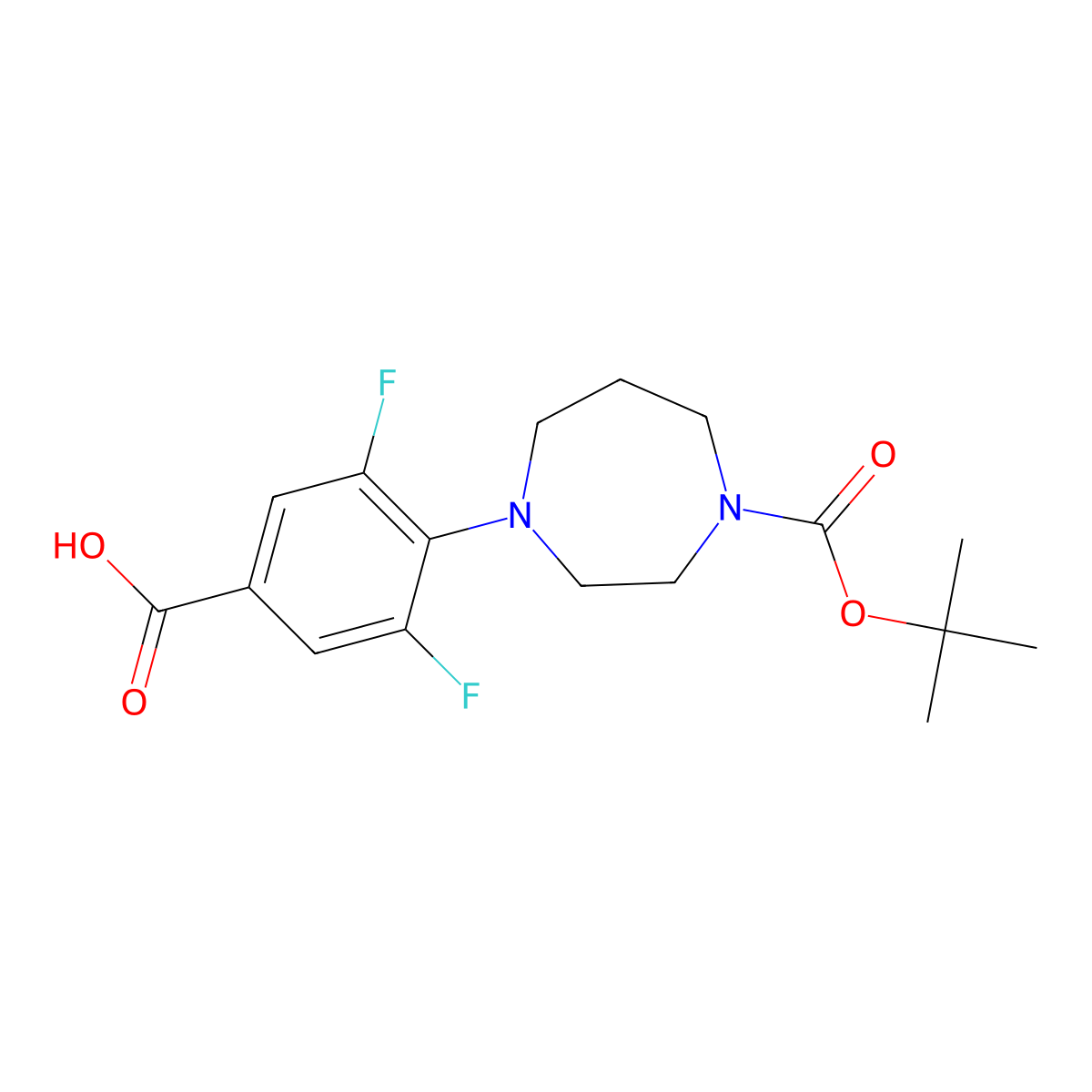 4-{4-[(Tert-butoxy)carbonyl]-1,4-diazepan-1-yl}-3,5-difluorobenzoic acid molecular structure, CAS 2639411-94-0