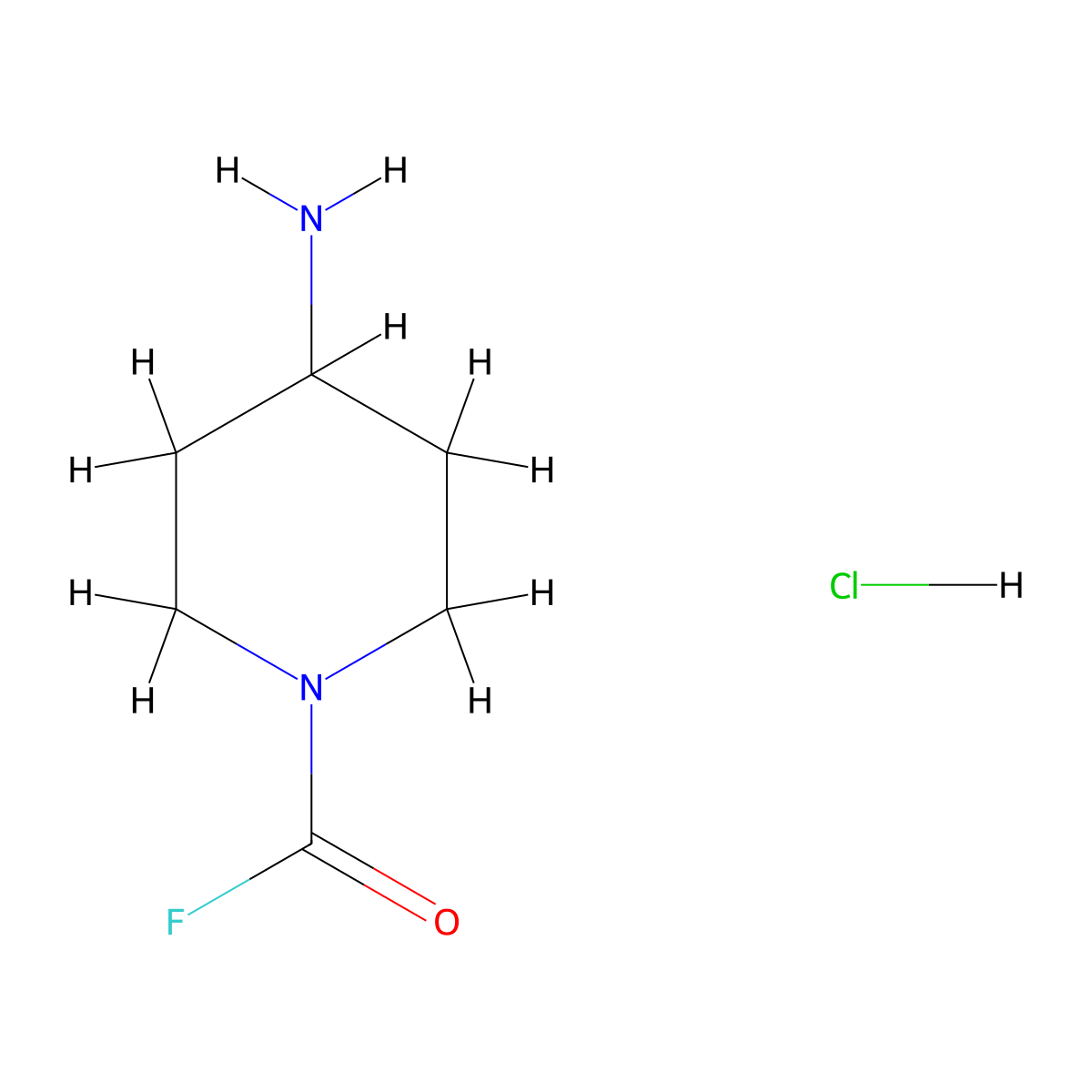 4-Aminopiperidine-1-carbonyl fluoride hydrochloride molecular structure, CAS 2639411-99-5