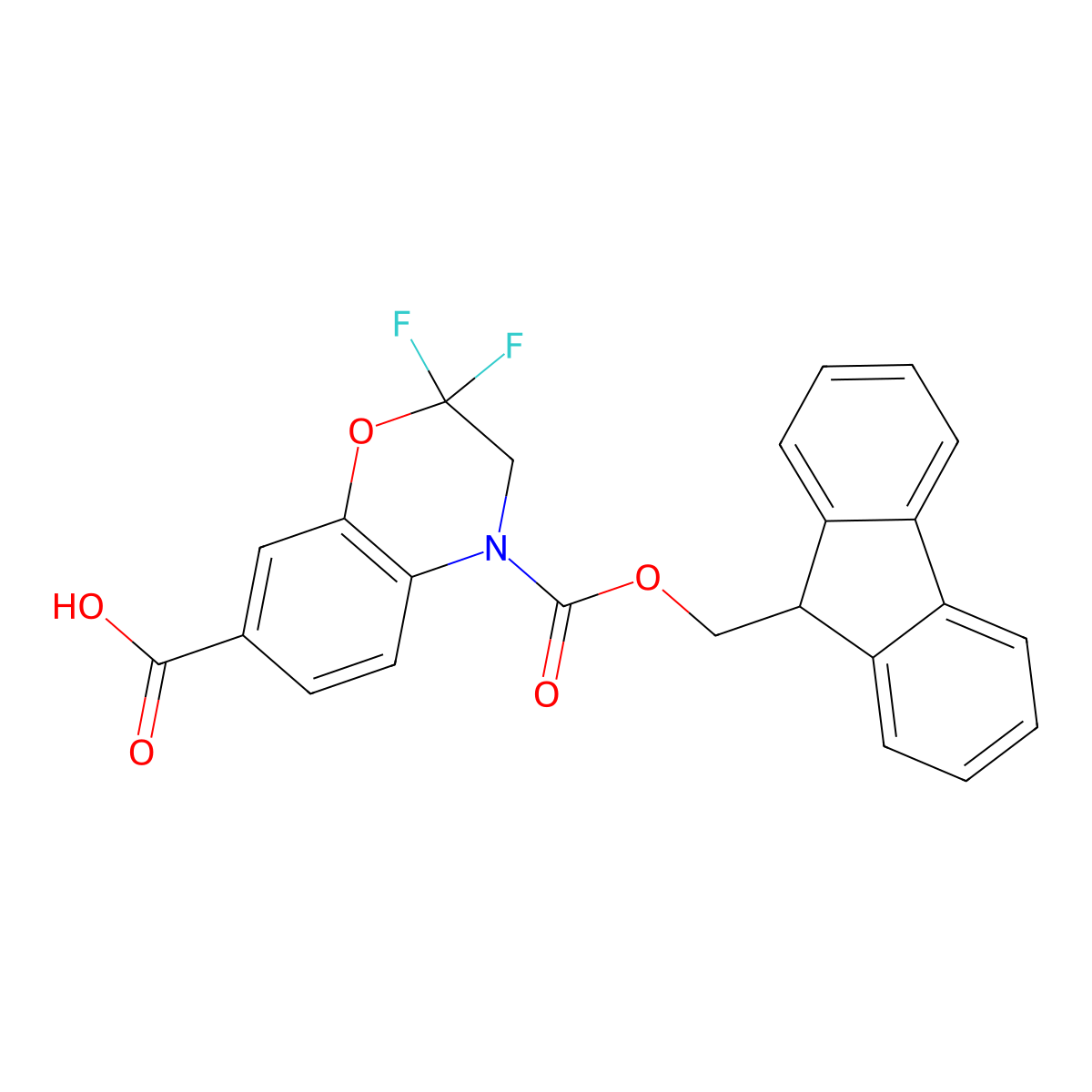 4-{[(9H-fluoren-9-yl)methoxy]carbonyl}-2,2-difluoro-3,4-dihydro-2H-1,4-benzoxazine-7-carboxylic acid molecular structure, CAS 2639412-00-1