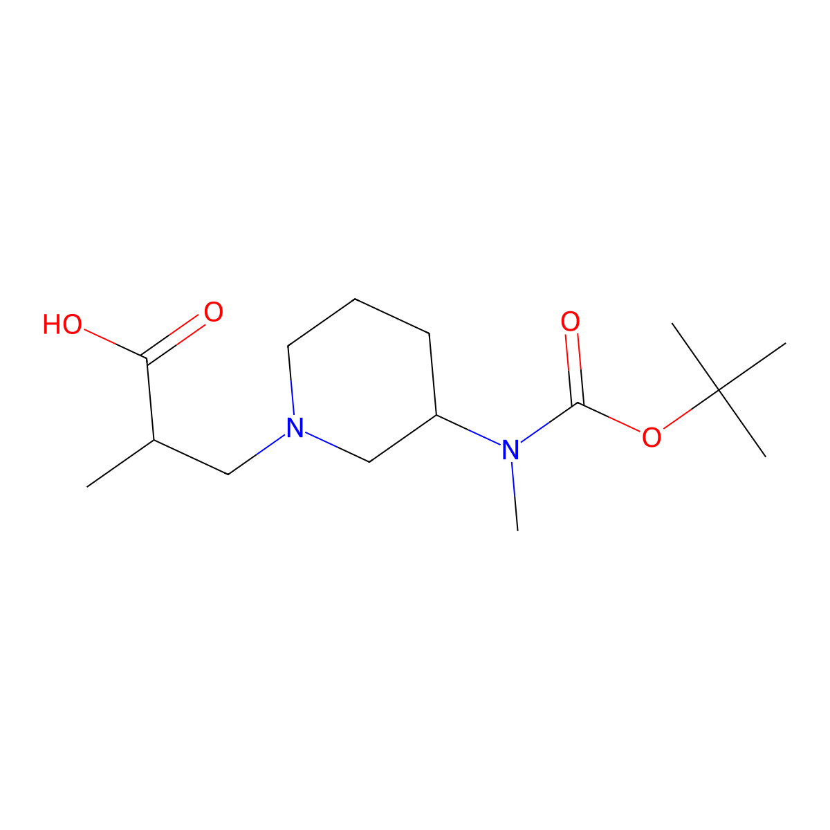 3-(3-{[(Tert-butoxy)carbonyl](methyl)amino}piperidin-1-yl)-2-methylpropanoic acid molecular structure, CAS 2639412-04-5