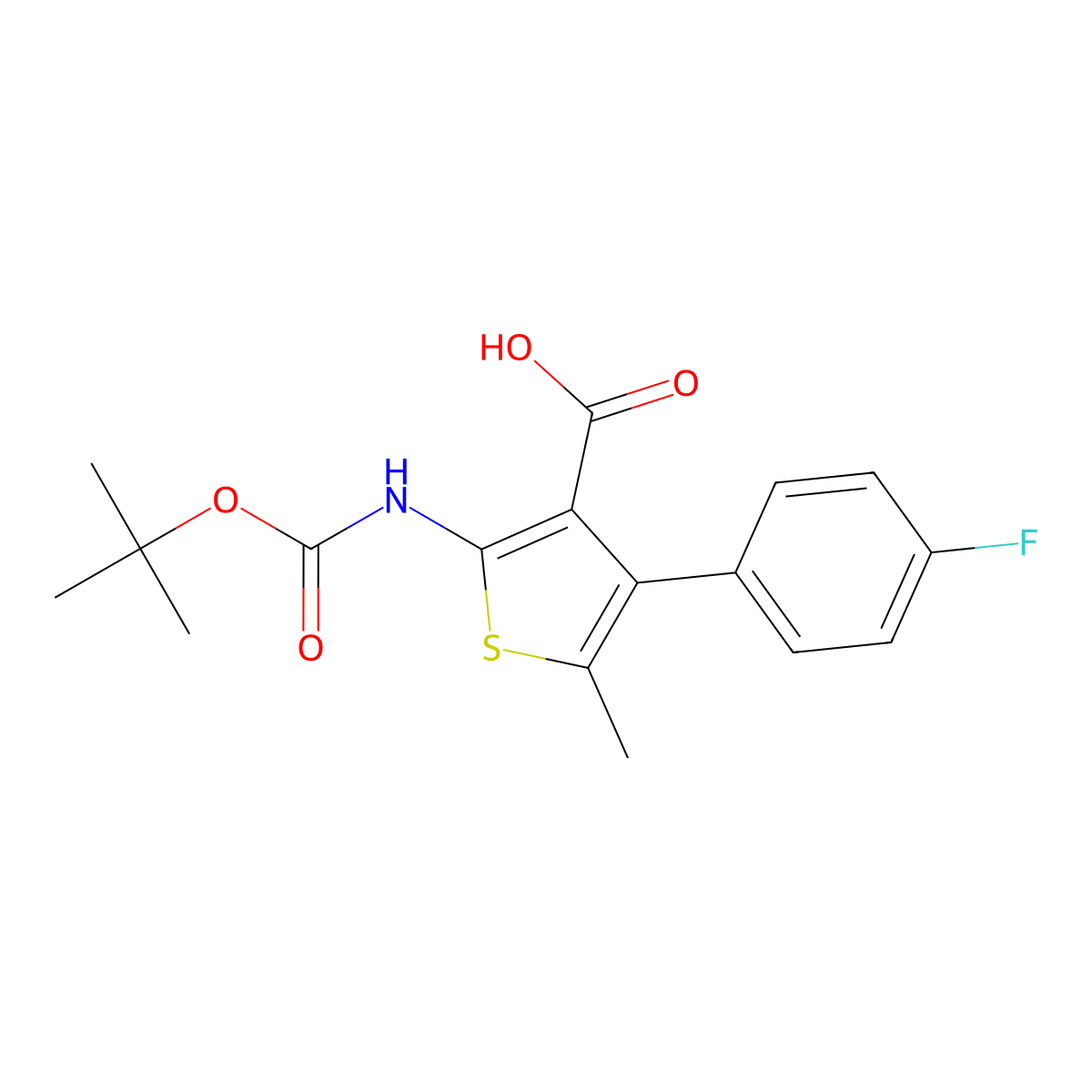 2-{[(Tert-butoxy)carbonyl]amino}-4-(4-fluorophenyl)-5-methylthiophene-3-carboxylic acid molecular structure, CAS 2639412-06-7