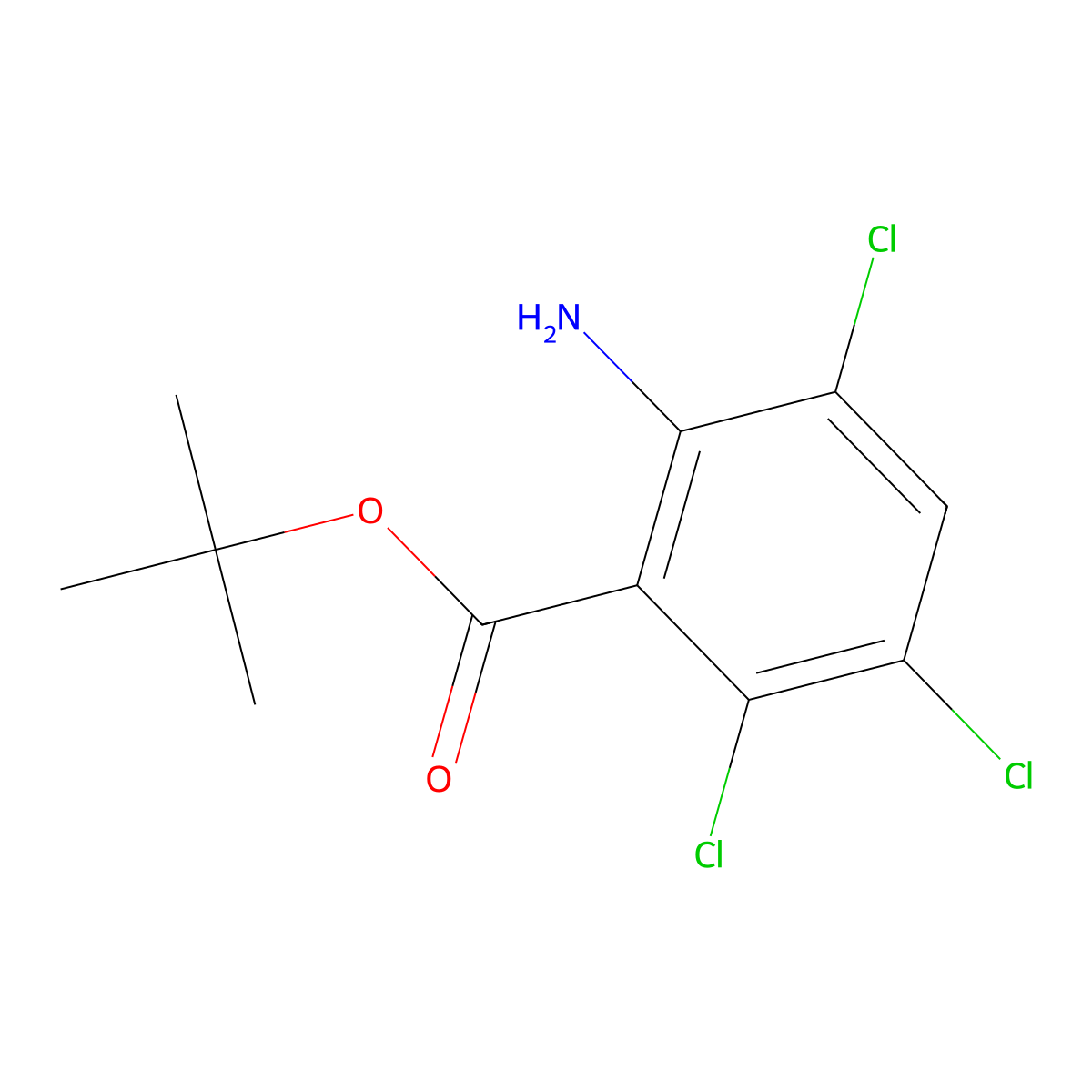 Tert-butyl 2-amino-3,5,6-trichlorobenzoate molecular structure, CAS 2639412-15-8