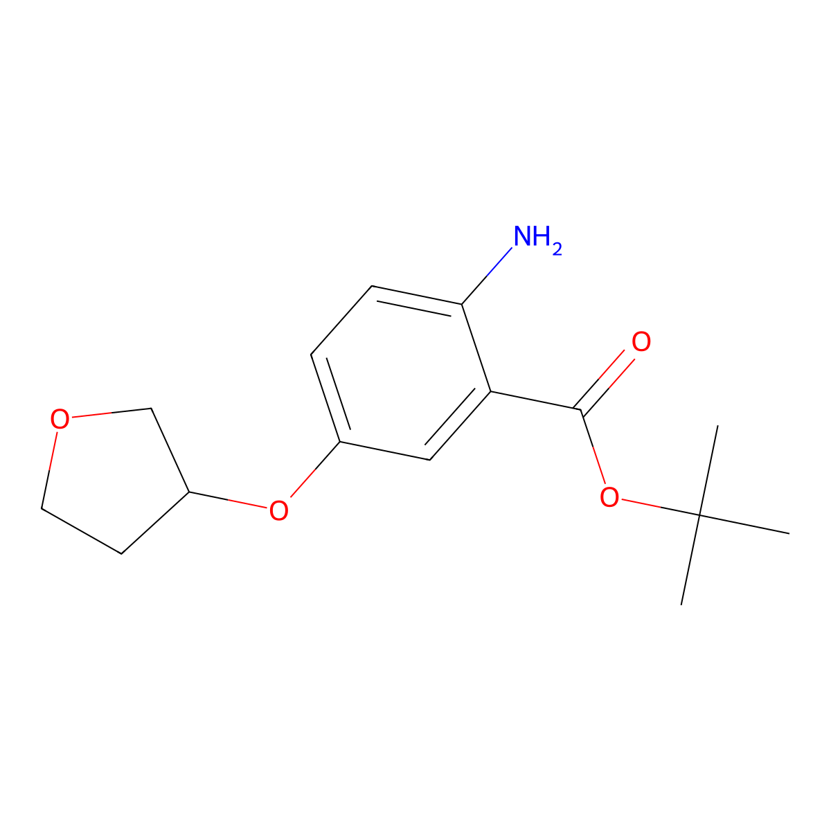 Tert-butyl 2-amino-5-(oxolan-3-yloxy)benzoate molecular structure, CAS 2639412-24-9