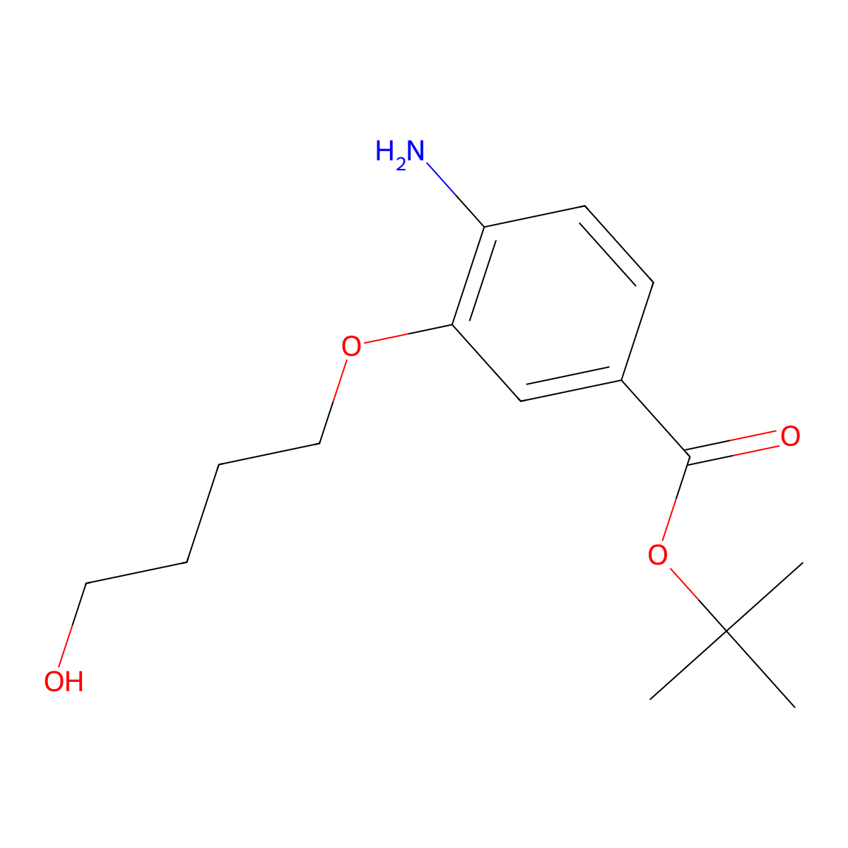 Tert-butyl 4-amino-3-(4-hydroxybutoxy)benzoate molecular structure, CAS 2639412-30-7