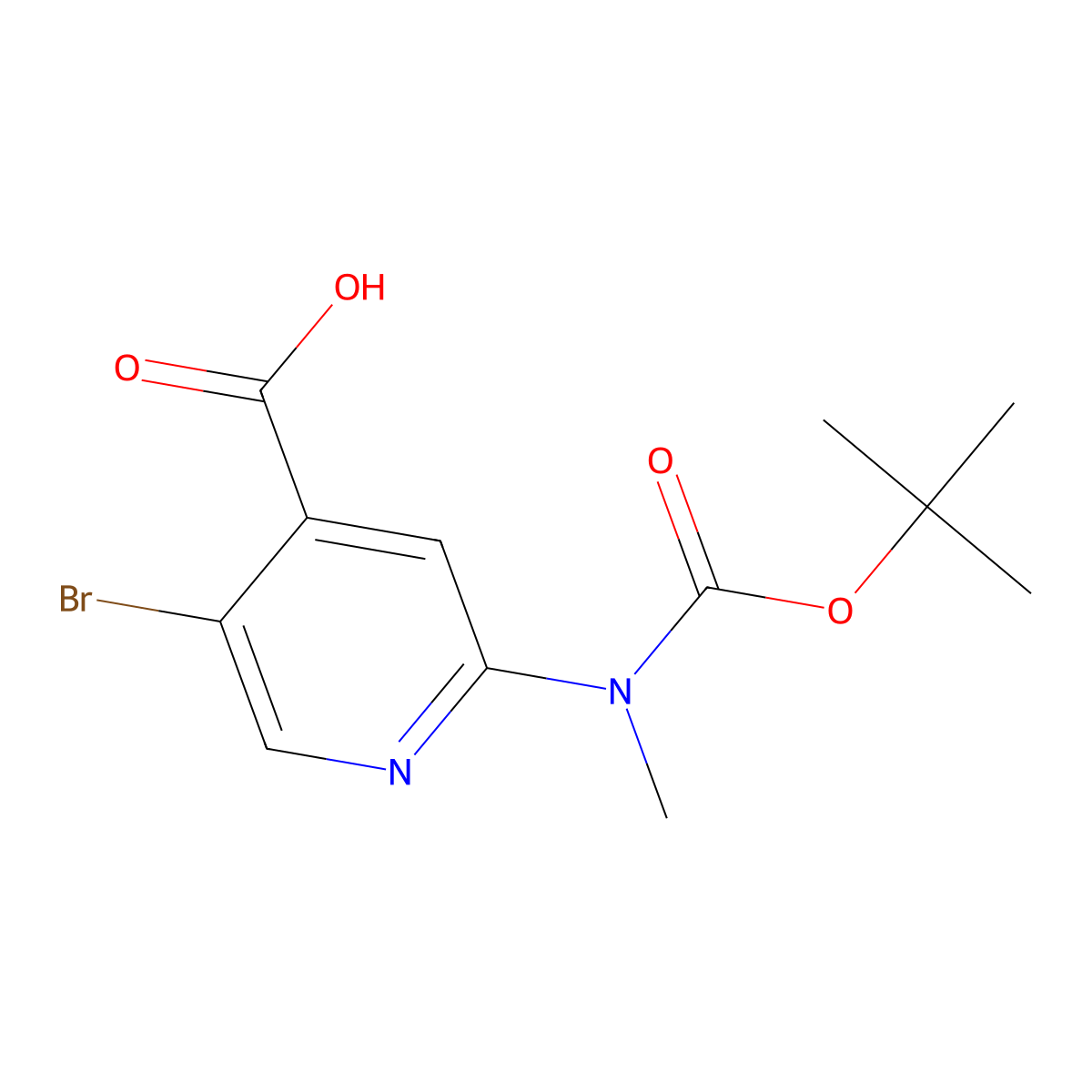 5-Bromo-2-{[(tert-butoxy)carbonyl](methyl)amino}pyridine-4-carboxylic acid molecular structure, CAS 2639412-37-4