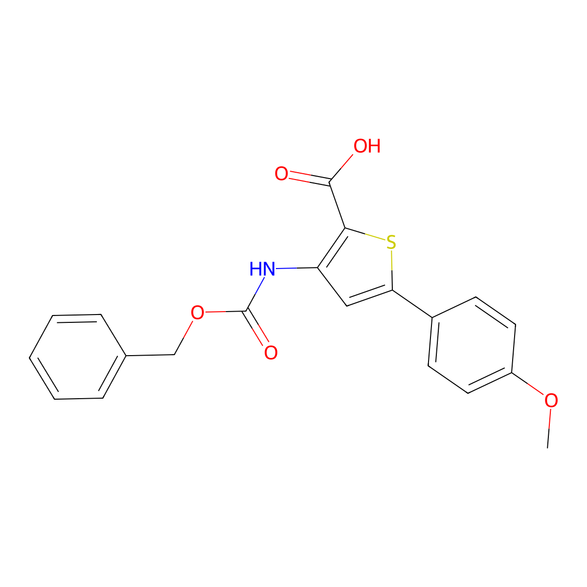 3-{[(Benzyloxy)carbonyl]amino}-5-(4-methoxyphenyl)thiophene-2-carboxylic acid molecular structure, CAS 2639412-39-6