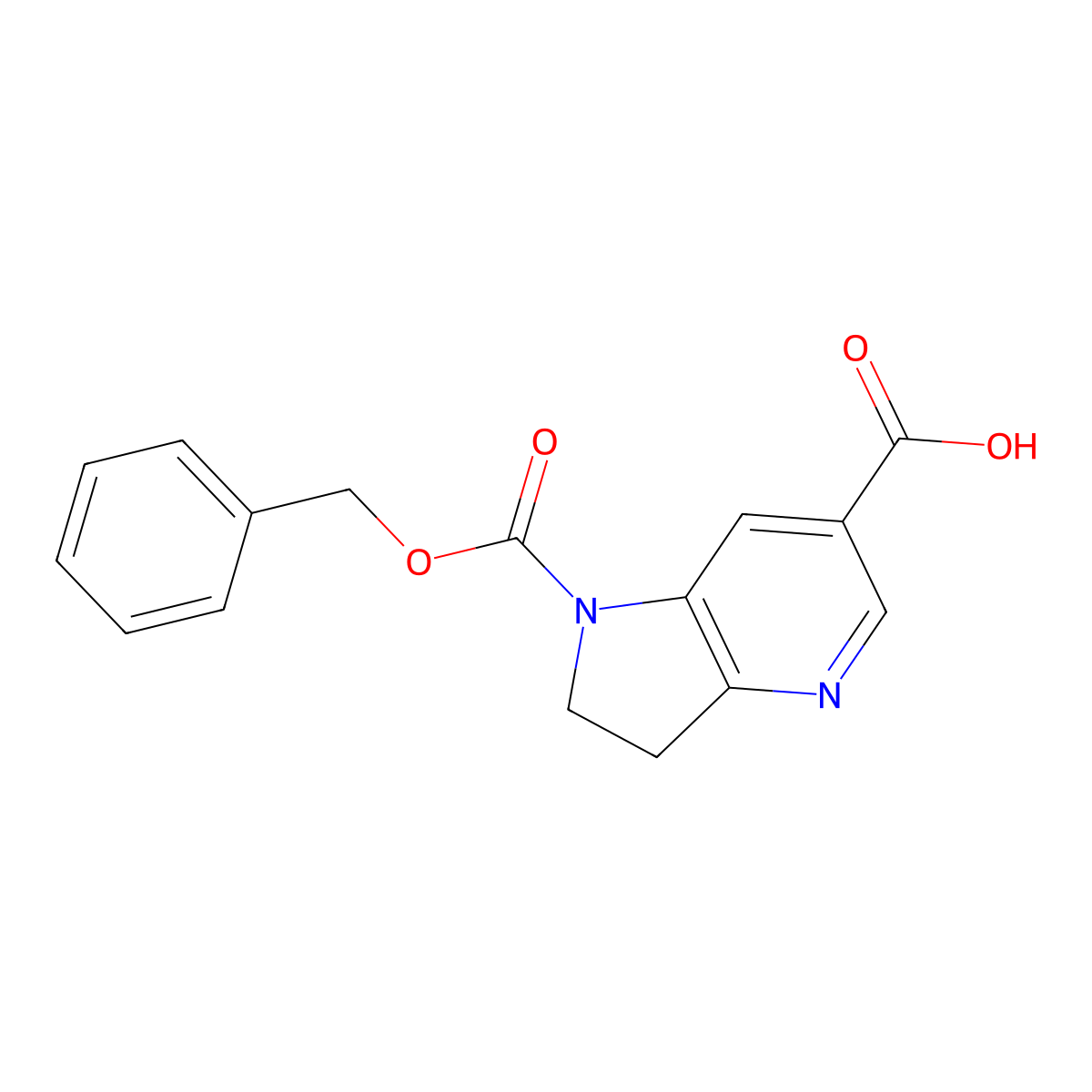 1-[(benzyloxy)carbonyl]-1H,2H,3H-pyrrolo[3,2-b]pyridine-6-carboxylic acid molecular structure, CAS 2639412-40-9