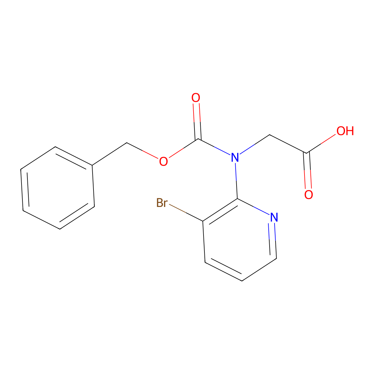 2-{[(Benzyloxy)carbonyl](3-bromopyridin-2-yl)amino}acetic acid molecular structure, CAS 2639412-42-1