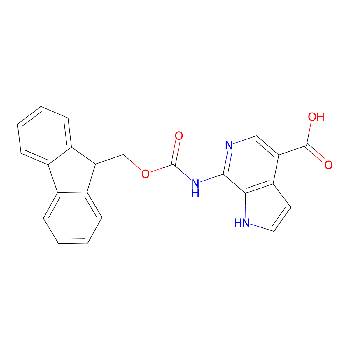 7-({[(9H-fluoren-9-yl)methoxy]carbonyl}amino)-1H-pyrrolo[2,3-c]pyridine-4-carboxylic acid molecular structure, CAS 2639412-48-7